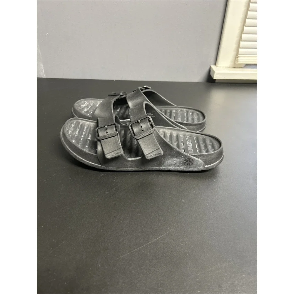 Thermarest Men's 13 Black Slide Slip On Sandals Waterproof Comfort Travel Buckle